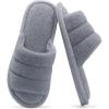 imageshevalues Terry Cloth Open Toe Slippers for Women Memory Foam Slip On House SlippersGrey