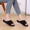 imageshevalues Summer House Slippers for Women with Arch Support Breathable Waffle Cotton Indoor Slippers Slip on Open Toe Home ShoesCarbon Black