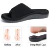 imageshevalues Summer House Slippers for Women with Arch Support Breathable Waffle Cotton Indoor Slippers Slip on Open Toe Home ShoesCarbon Black