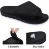 imageshevalues Summer House Slippers for Women with Arch Support Breathable Waffle Cotton Indoor Slippers Slip on Open Toe Home ShoesCarbon Black