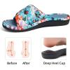 imageshevalues Summer House Slippers for Women with Arch Support Breathable Waffle Cotton Indoor Slippers Slip on Open Toe Home ShoesCyan Blue