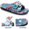 imageshevalues Summer House Slippers for Women with Arch Support Breathable Waffle Cotton Indoor Slippers Slip on Open Toe Home ShoesCyan Blue