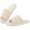 imageshevalues Terry Cloth Open Toe Slippers for Women Memory Foam Slip On House SlippersBeige