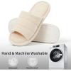 imageshevalues Terry Cloth Open Toe Slippers for Women Memory Foam Slip On House SlippersBeige