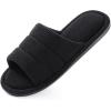 imageshevalues Terry Cloth Open Toe Slippers for Women Memory Foam Slip On House SlippersCarbon Black
