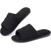 imageshevalues Terry Cloth Open Toe Slippers for Women Memory Foam Slip On House SlippersCarbon Black