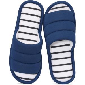imageshevalues Open Toe House Slippers for Women Men Soft Cotton Indoor Shoes Memory Foam Slip On bedroom SlippersBlue