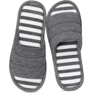 imageshevalues Open Toe House Slippers for Women Men Soft Cotton Indoor Shoes Memory Foam Slip On bedroom SlippersCharcoal Grey