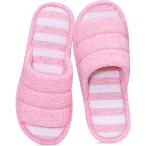 imageshevalues Open Toe House Slippers for Women Men Soft Cotton Indoor Shoes Memory Foam Slip On bedroom SlippersDark Pink