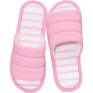 imageshevalues Open Toe House Slippers for Women Men Soft Cotton Indoor Shoes Memory Foam Slip On bedroom SlippersPink