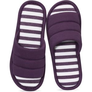 imageshevalues Open Toe House Slippers for Women Men Soft Cotton Indoor Shoes Memory Foam Slip On bedroom SlippersPurple