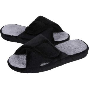 imageshevalues Orthopedic Slippers for Women with Arch Support Adjustable Open Toe House Shoes for Plantar FasciitisBlack