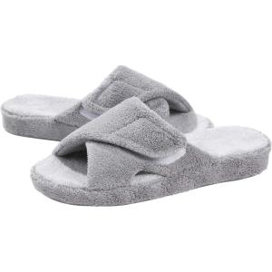 imageshevalues Orthopedic Slippers for Women with Arch Support Adjustable Open Toe House Shoes for Plantar FasciitisGrey