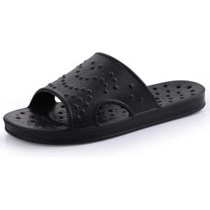 imageshevalues Shower Shoes for Women Men with Arch Support Quick Drying Pool Slides Lightweight Beach Sandals with Drain HolesBlack