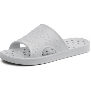 imageshevalues Shower Shoes for Women Men with Arch Support Quick Drying Pool Slides Lightweight Beach Sandals with Drain HolesLight Grey