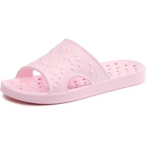imageshevalues Shower Shoes for Women Men with Arch Support Quick Drying Pool Slides Lightweight Beach Sandals with Drain HolesPink