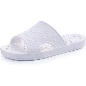 imageshevalues Shower Shoes for Women Men with Arch Support Quick Drying Pool Slides Lightweight Beach Sandals with Drain HolesWhite