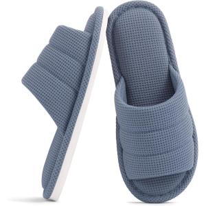 imageshevalues Summer House Slippers for Women Men Breathable Waffle Indoor Slippers Slipon Open Toe Home ShoesBlue