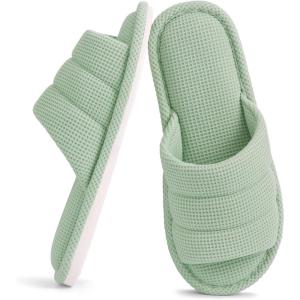 imageshevalues Summer House Slippers for Women Men Breathable Waffle Indoor Slippers Slipon Open Toe Home ShoesGreen