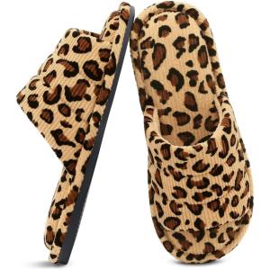 imageshevalues Summer House Slippers for Women Men Breathable Waffle Indoor Slippers Slipon Open Toe Home ShoesLeopard