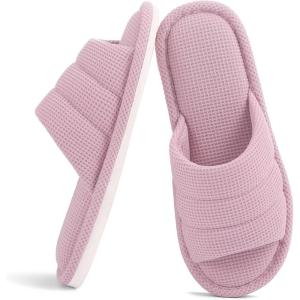 imageshevalues Summer House Slippers for Women Men Breathable Waffle Indoor Slippers Slipon Open Toe Home ShoesPink