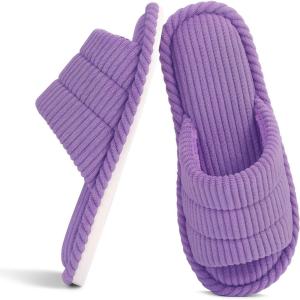 imageshevalues Summer House Slippers for Women Men Breathable Waffle Indoor Slippers Slipon Open Toe Home ShoesPurple