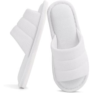 imageshevalues Summer House Slippers for Women Men Breathable Waffle Indoor Slippers Slipon Open Toe Home ShoesWhite