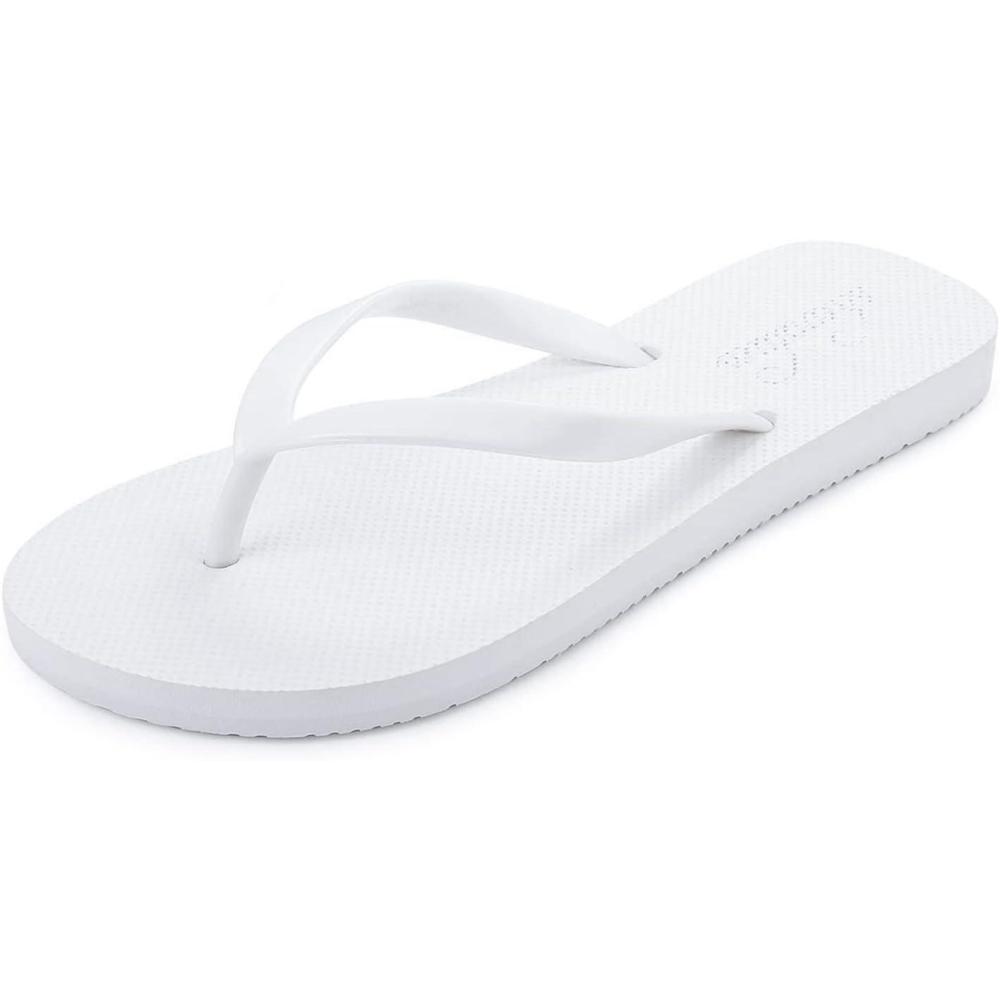 imageshevalues Slim Flip Flops for Women Beach Rubber Shower Shoes Basic Thong SandalsWhite