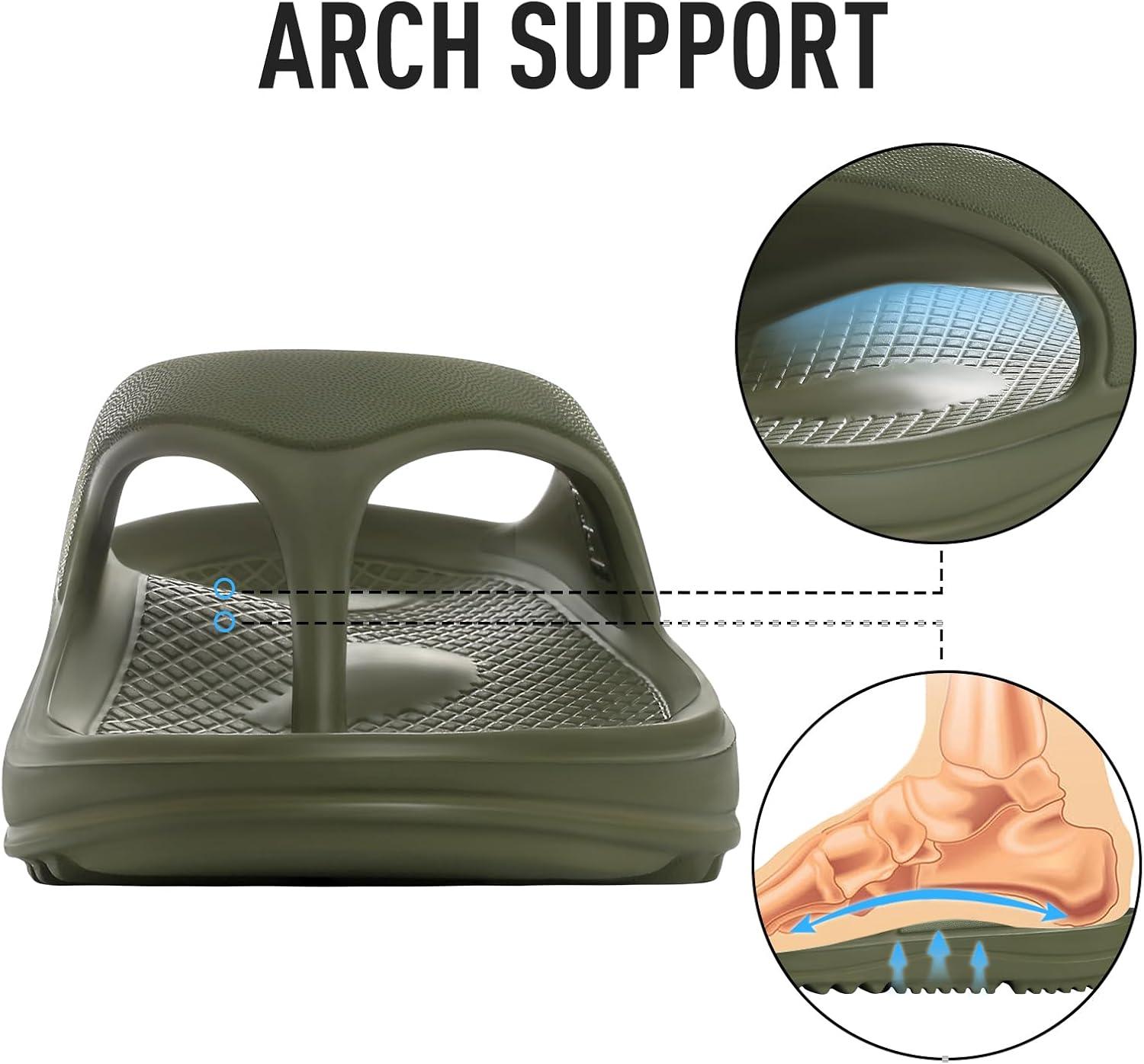imageshevalues Orthopedic Sandals for Women Arch Support Recovery Flip Flops Pillow Soft Summer Beach ShoesArmy Green