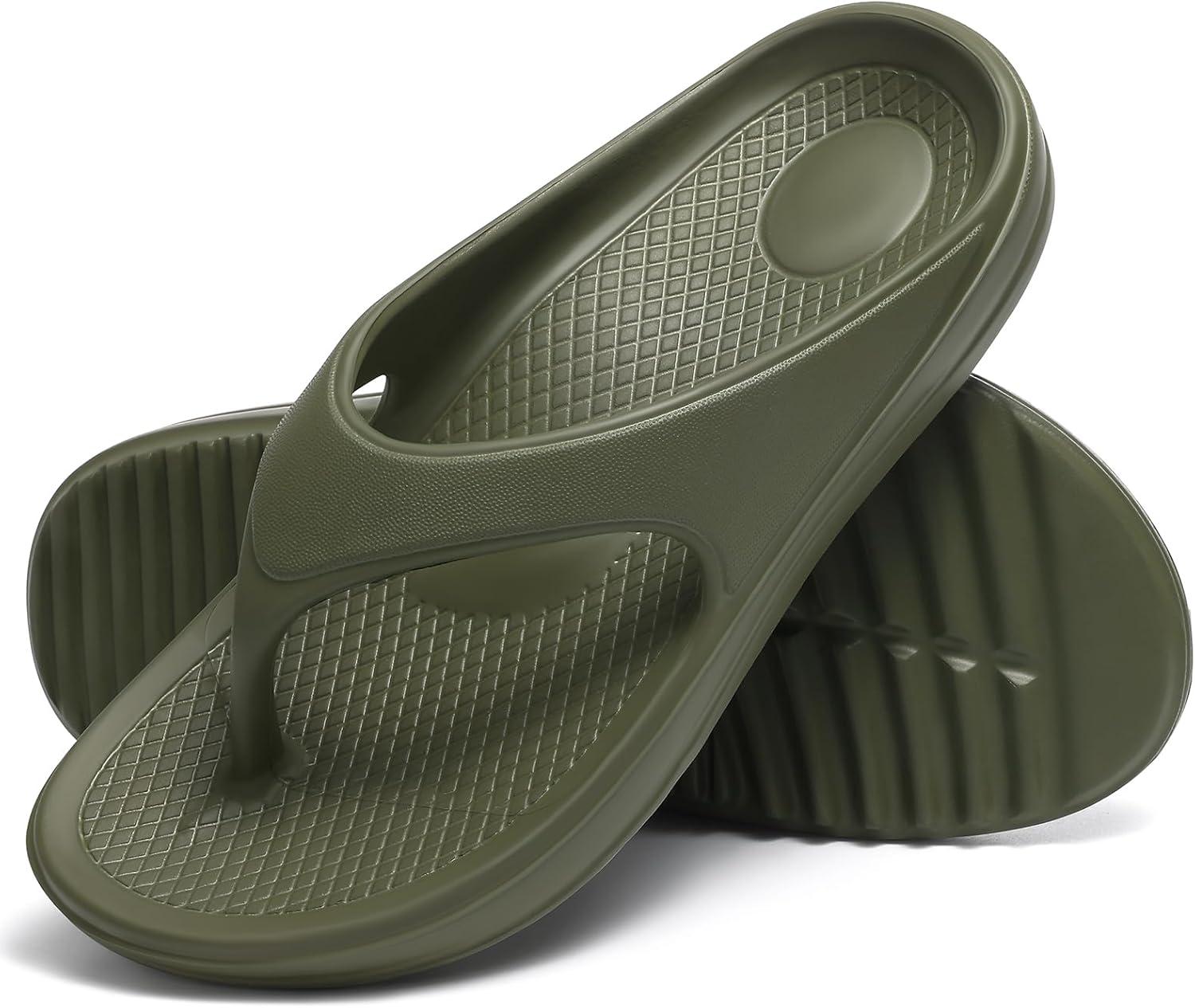 imageshevalues Orthopedic Sandals for Women Arch Support Recovery Flip Flops Pillow Soft Summer Beach ShoesArmy Green