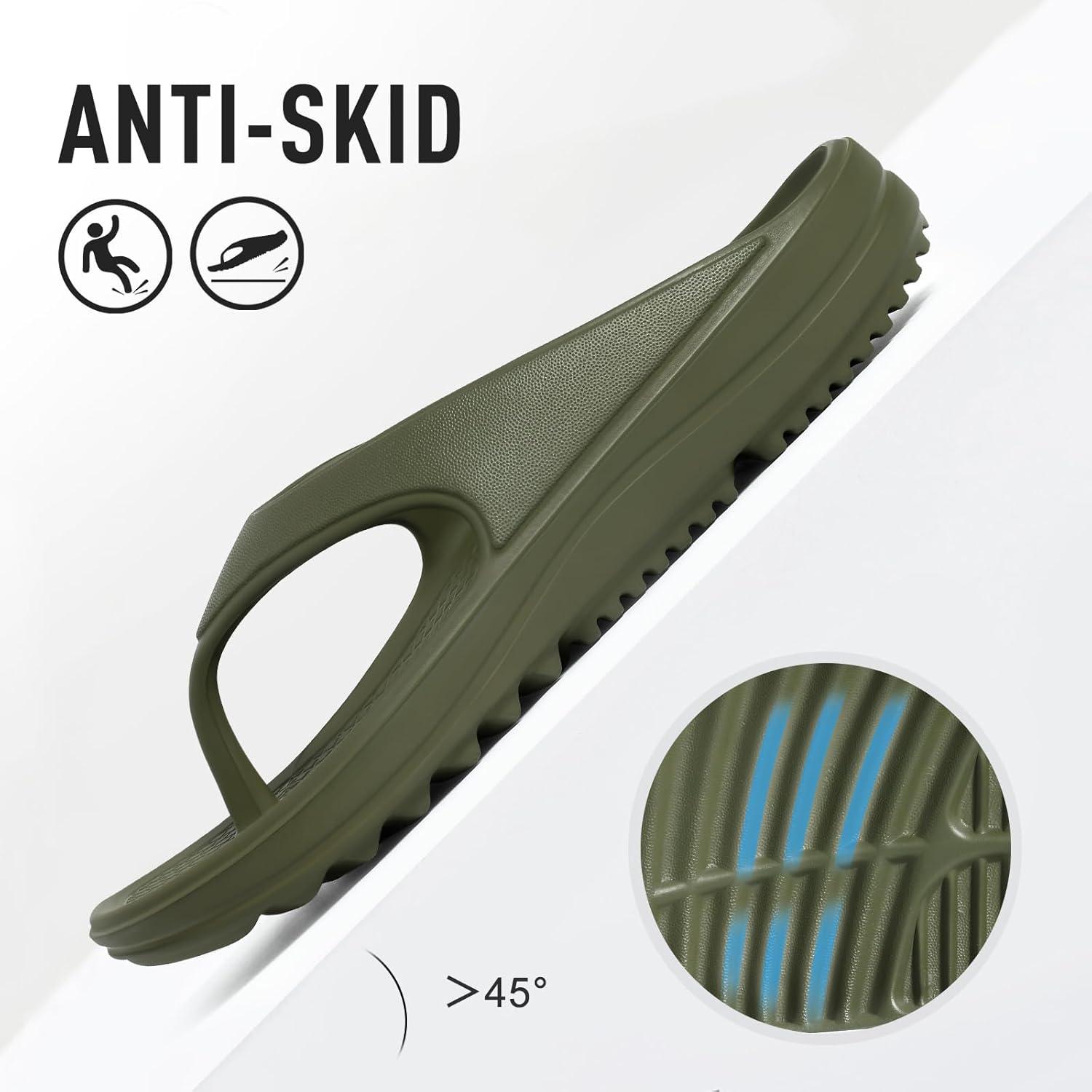 imageshevalues Orthopedic Sandals for Women Arch Support Recovery Flip Flops Pillow Soft Summer Beach ShoesArmy Green