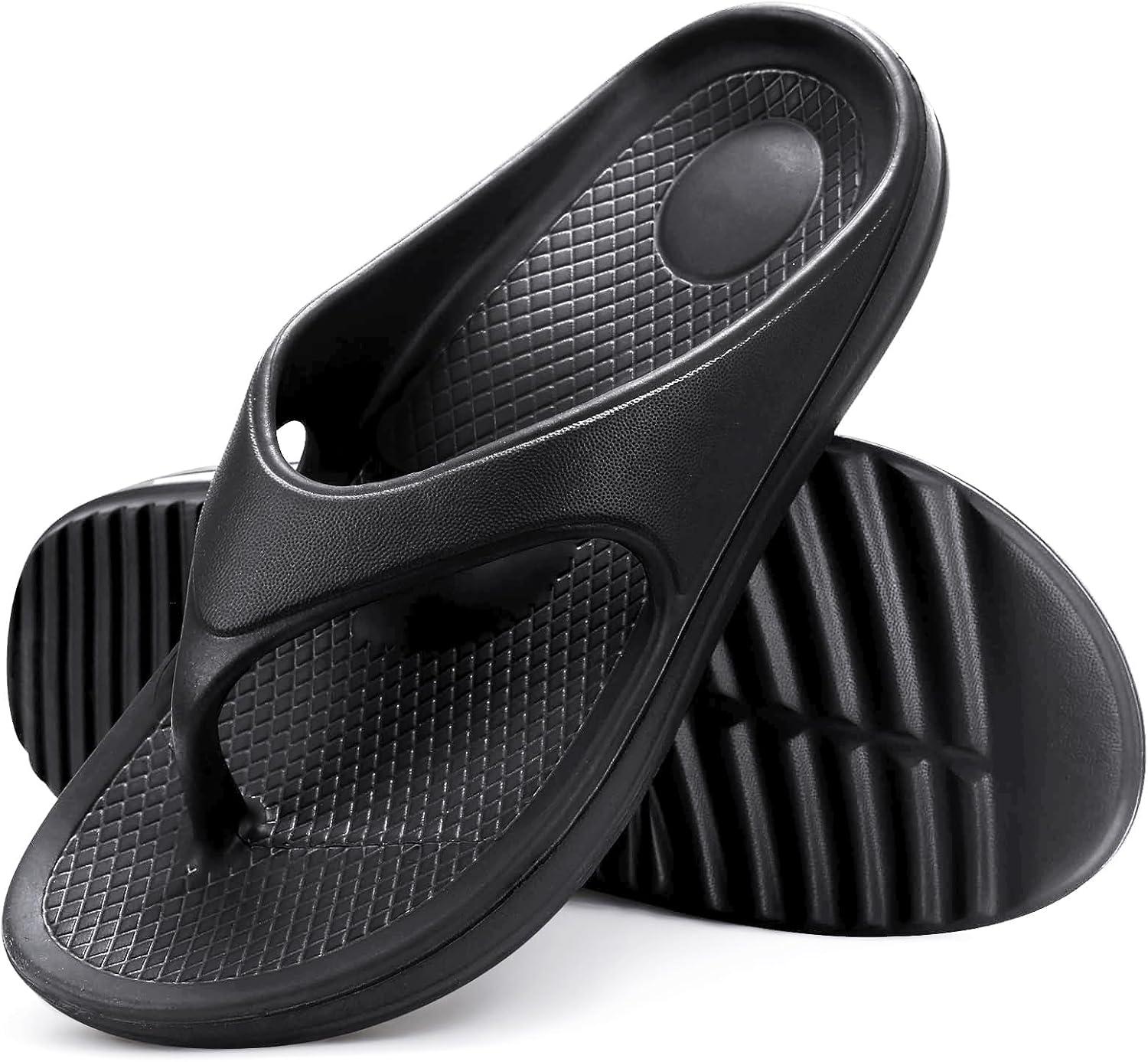 imageshevalues Orthopedic Sandals for Women Arch Support Recovery Flip Flops Pillow Soft Summer Beach ShoesBlack