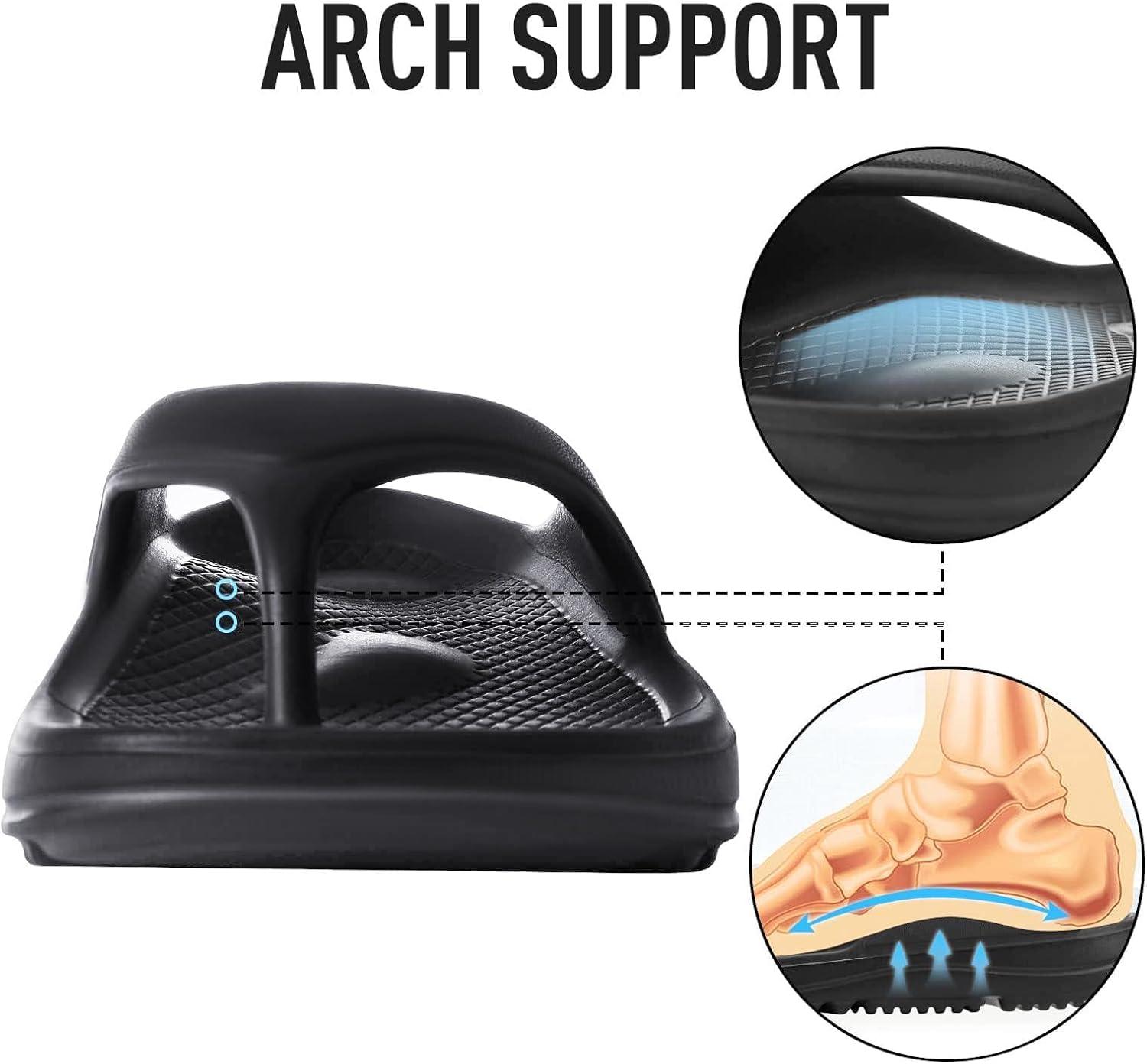 imageshevalues Orthopedic Sandals for Women Arch Support Recovery Flip Flops Pillow Soft Summer Beach ShoesBlack