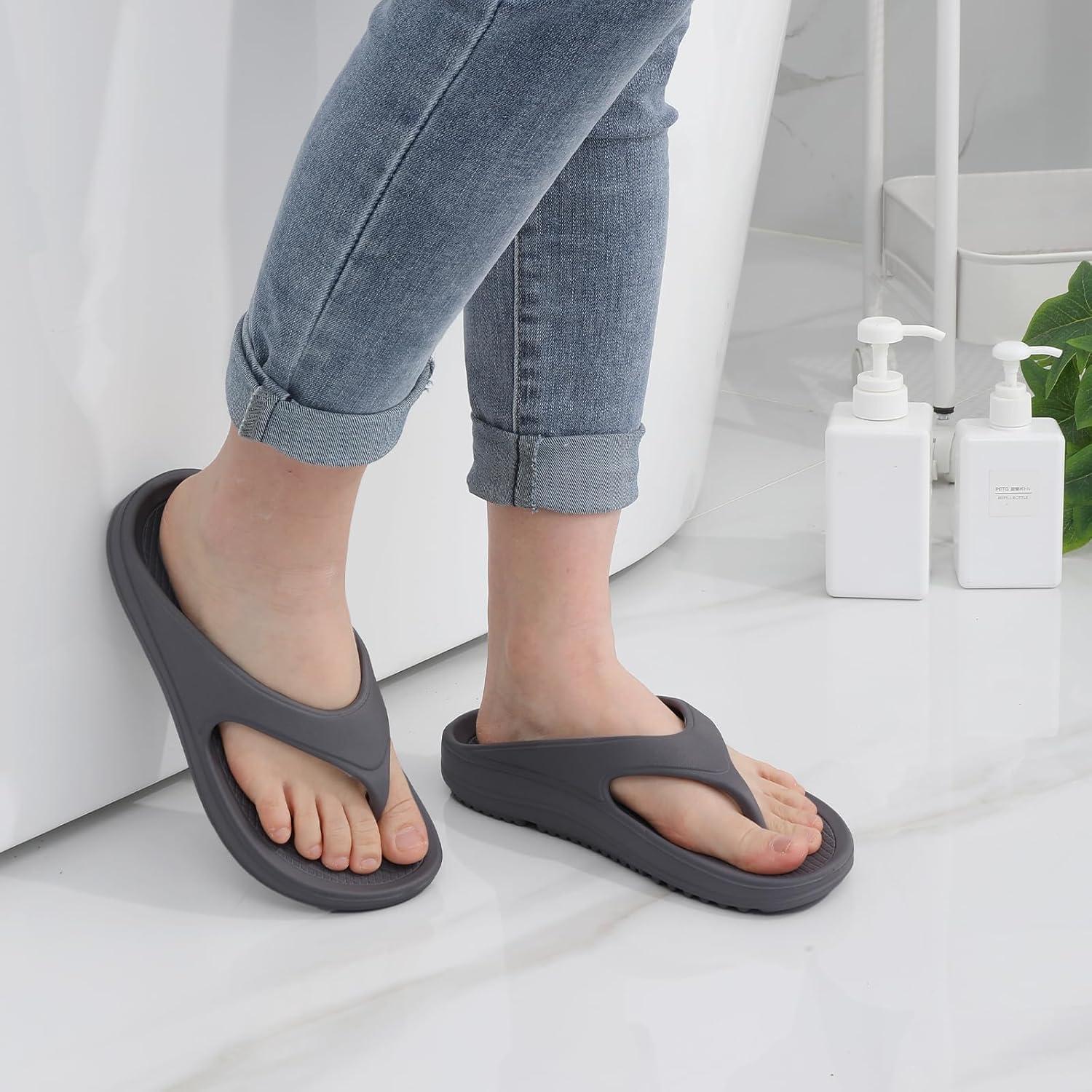 imageshevalues Orthopedic Sandals for Women Arch Support Recovery Flip Flops Pillow Soft Summer Beach ShoesGrey