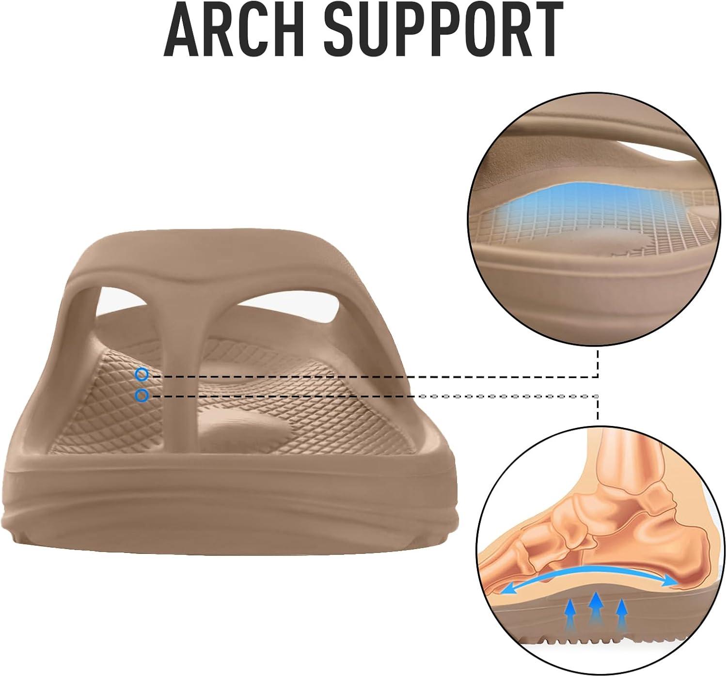 imageshevalues Orthopedic Sandals for Women Arch Support Recovery Flip Flops Pillow Soft Summer Beach ShoesKhaki