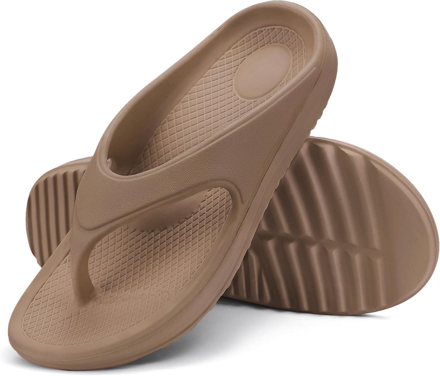 imageshevalues Orthopedic Sandals for Women Arch Support Recovery Flip Flops Pillow Soft Summer Beach ShoesKhaki
