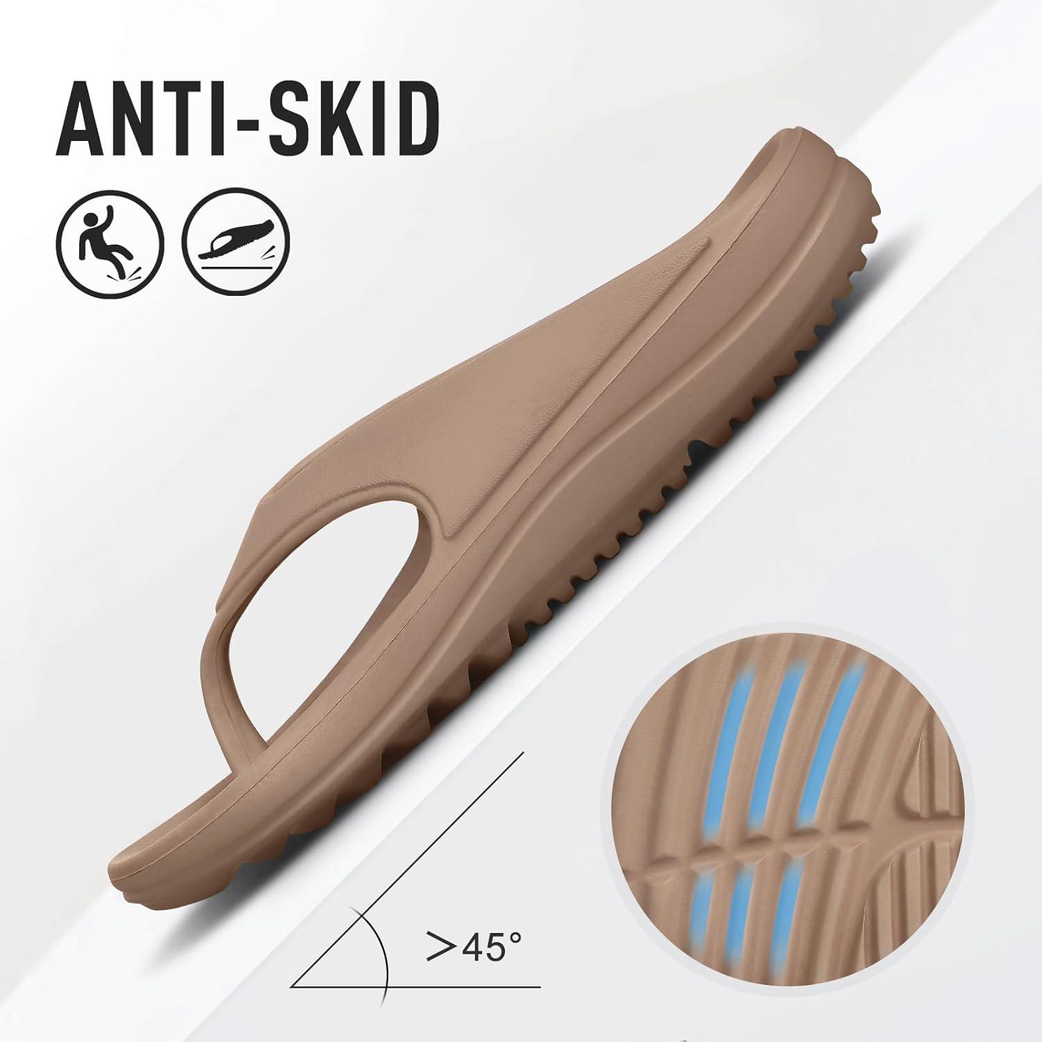 imageshevalues Orthopedic Sandals for Women Arch Support Recovery Flip Flops Pillow Soft Summer Beach ShoesKhaki