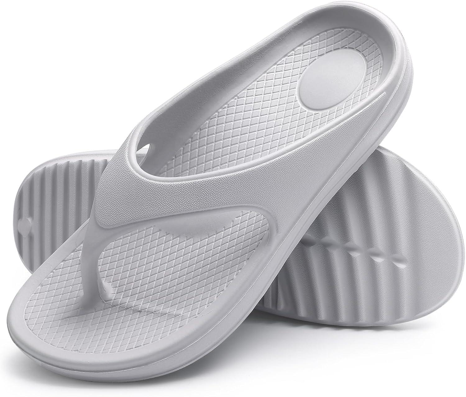 imageshevalues Orthopedic Sandals for Women Arch Support Recovery Flip Flops Pillow Soft Summer Beach ShoesLight Grey