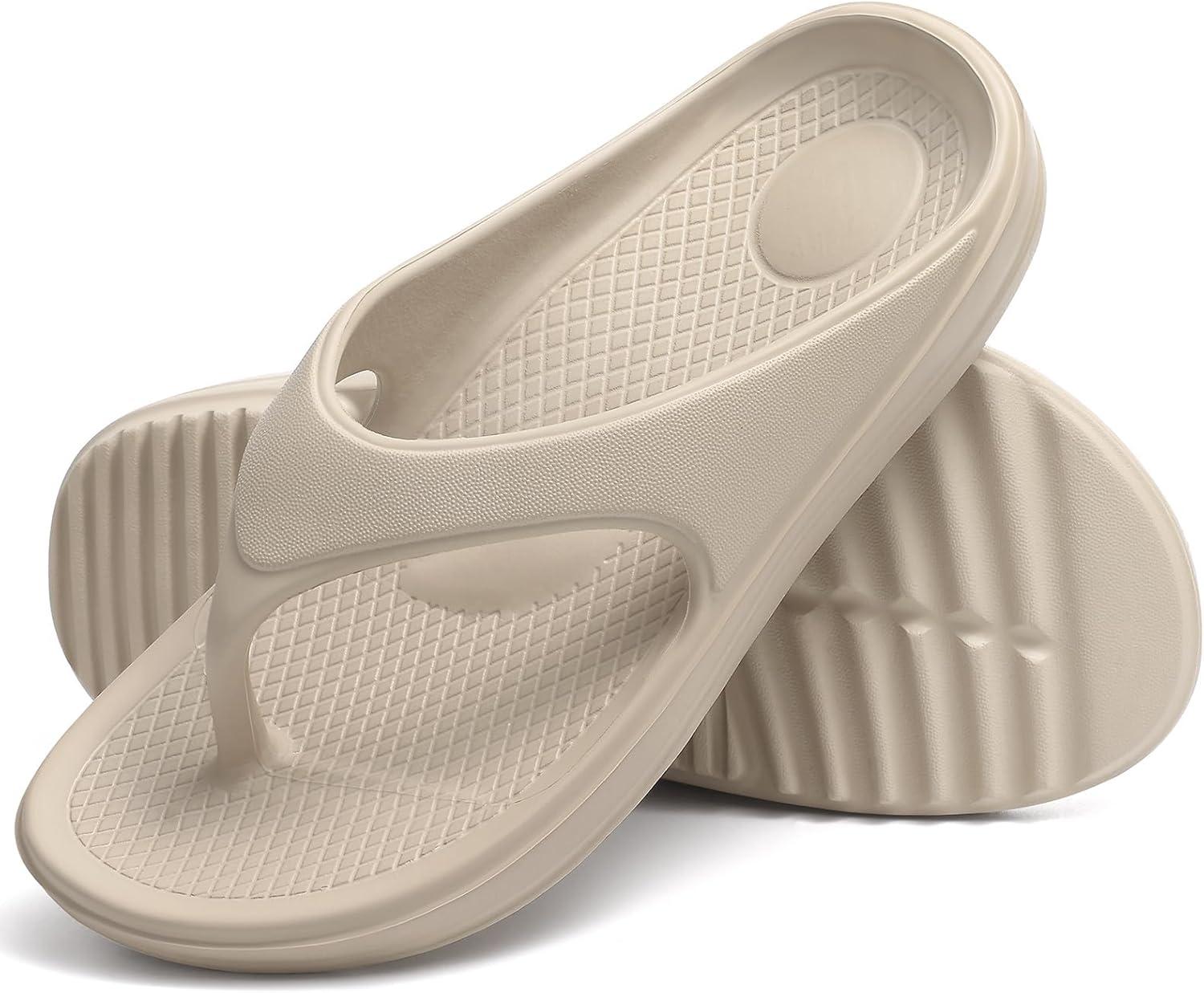 imageshevalues Orthopedic Sandals for Women Arch Support Recovery Flip Flops Pillow Soft Summer Beach ShoesNude