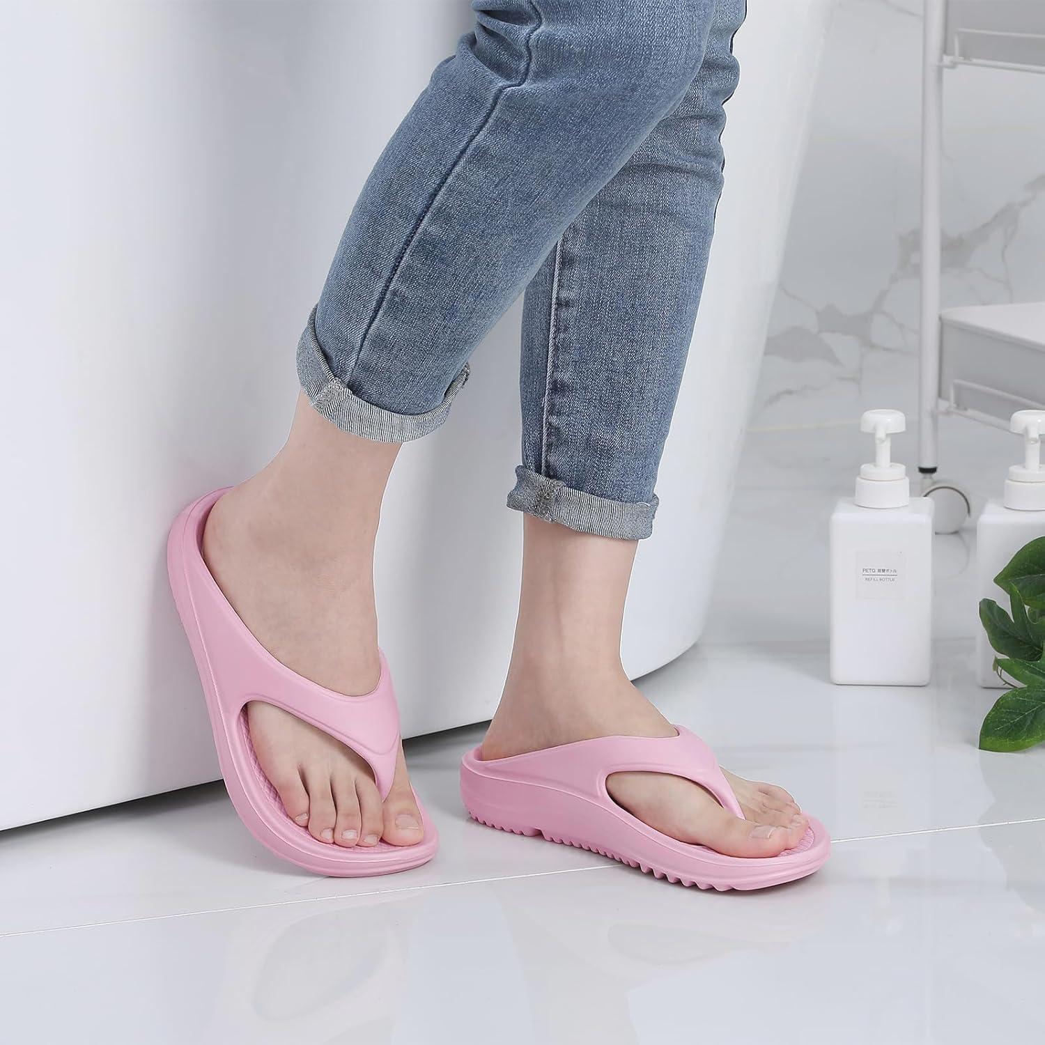 imageshevalues Orthopedic Sandals for Women Arch Support Recovery Flip Flops Pillow Soft Summer Beach ShoesPink