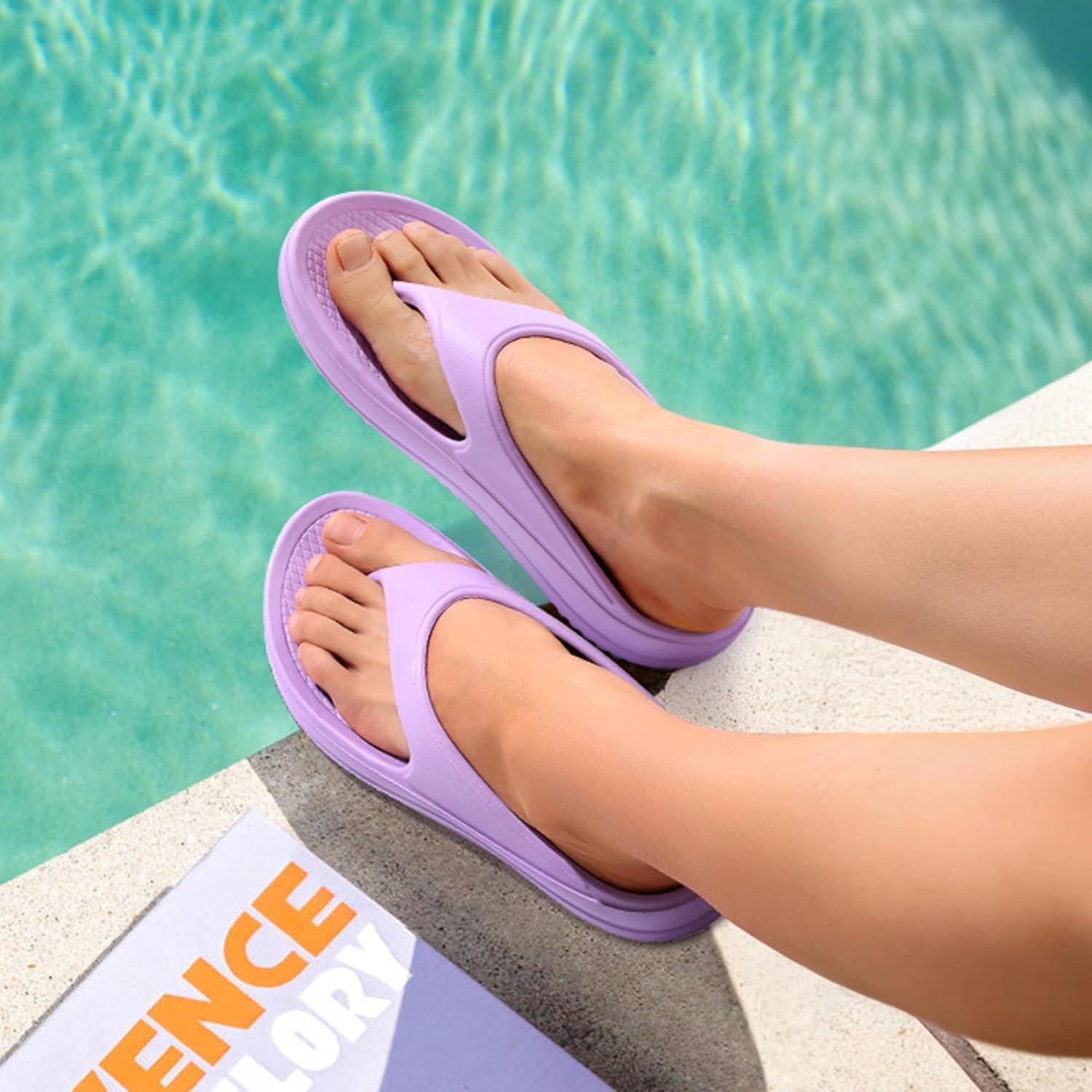 imageshevalues Orthopedic Sandals for Women Arch Support Recovery Flip Flops Pillow Soft Summer Beach ShoesPurple