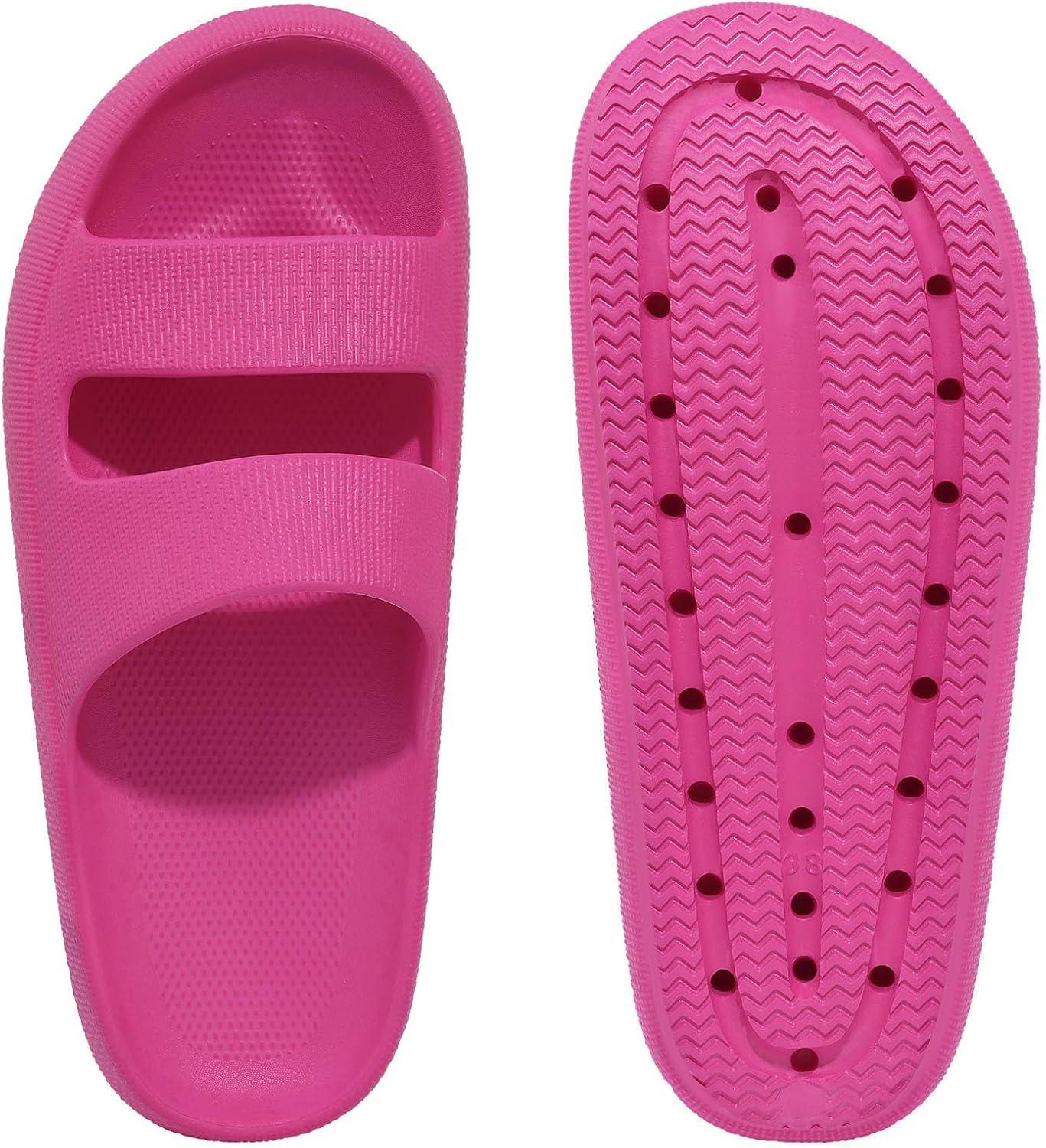 imageshevalues Orthopedic Slide Sandals for Women with Arch Support Pillow Soft Recovery Slip on Sandals Lightweight Summer Cloud Slippers for Plantar FasciitisUpdate Electric Pink