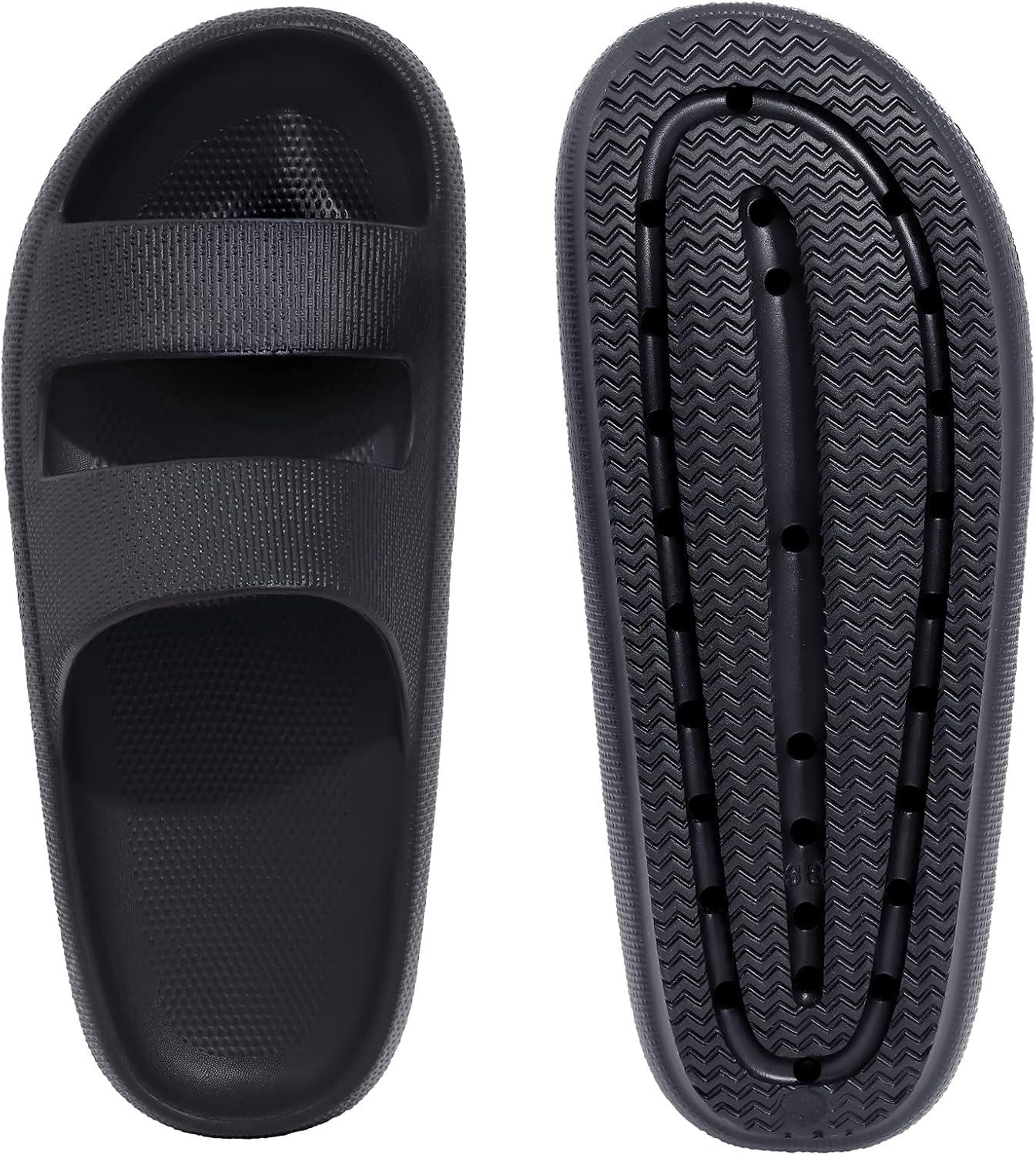 imageshevalues Orthopedic Slide Sandals for Women with Arch Support Pillow Soft Recovery Slip on Sandals Lightweight Summer Cloud Slippers for Plantar FasciitisUpdate Black