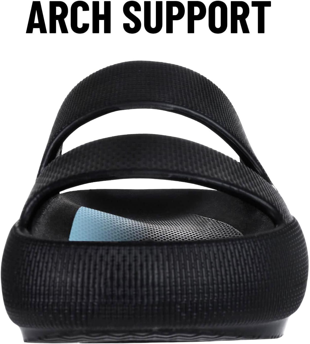 imageshevalues Orthopedic Slide Sandals for Women with Arch Support Pillow Soft Recovery Slip on Sandals Lightweight Summer Cloud Slippers for Plantar FasciitisUpdate Black