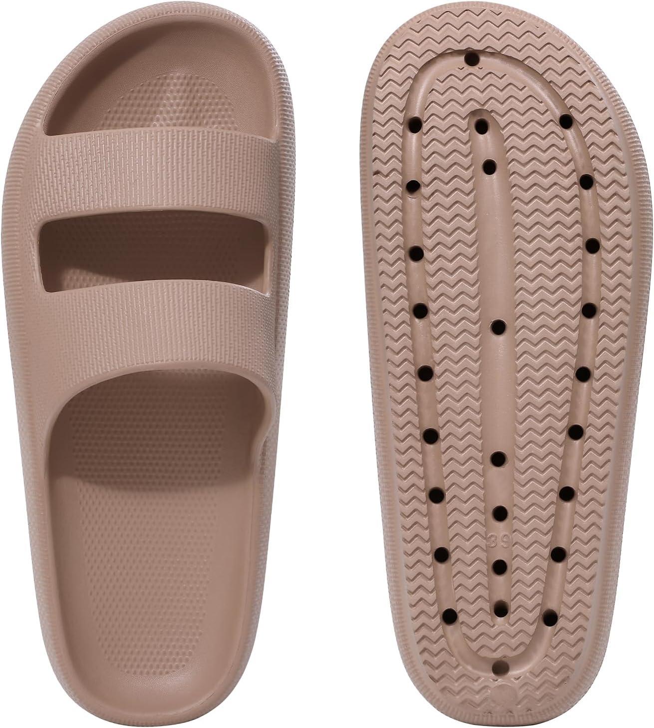 imageshevalues Orthopedic Slide Sandals for Women with Arch Support Pillow Soft Recovery Slip on Sandals Lightweight Summer Cloud Slippers for Plantar FasciitisBrown