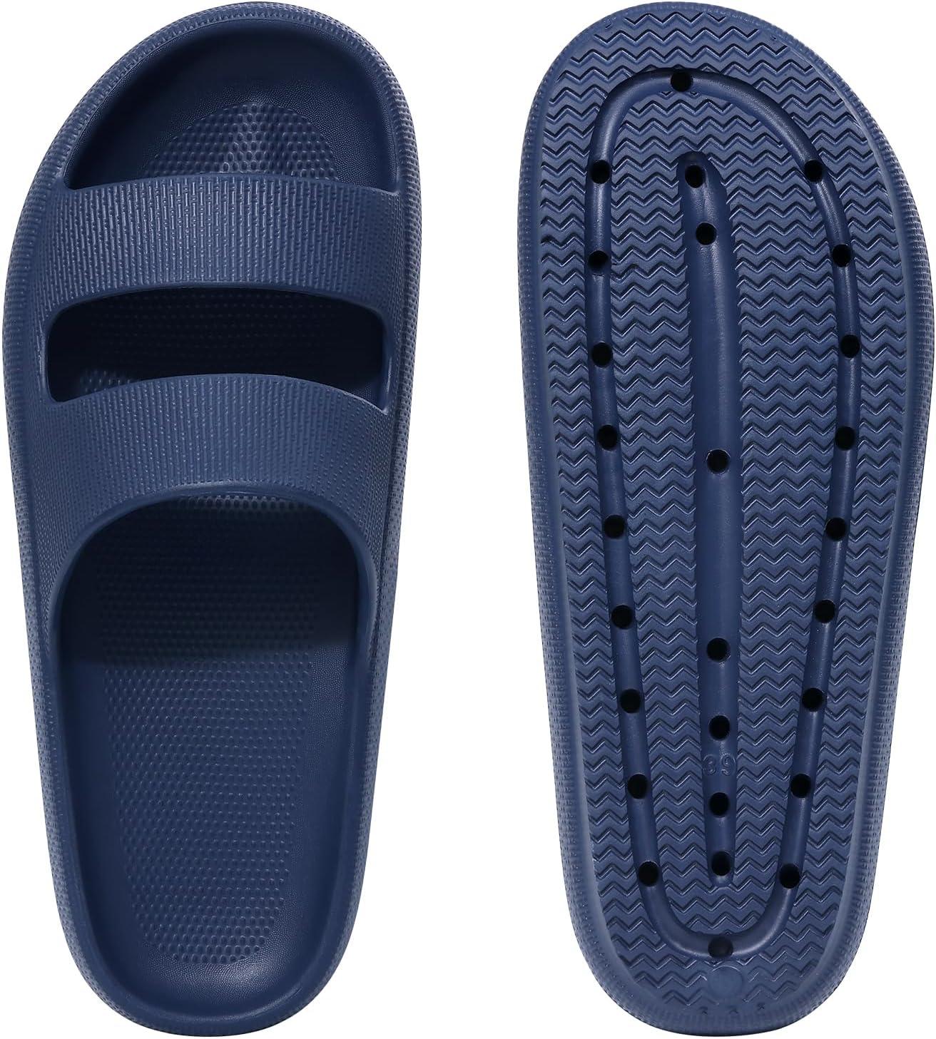 imageshevalues Orthopedic Slide Sandals for Women with Arch Support Pillow Soft Recovery Slip on Sandals Lightweight Summer Cloud Slippers for Plantar FasciitisDark Blue