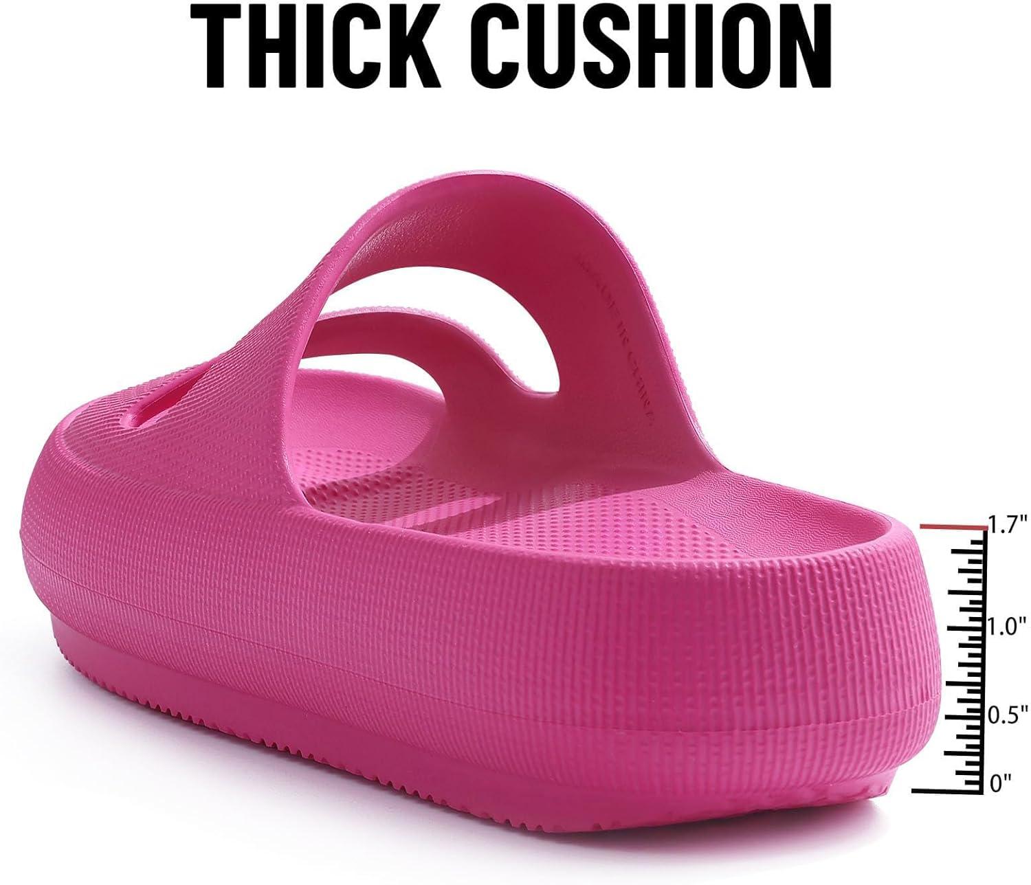 imageshevalues Orthopedic Slide Sandals for Women with Arch Support Pillow Soft Recovery Slip on Sandals Lightweight Summer Cloud Slippers for Plantar FasciitisUpdate Electric Pink