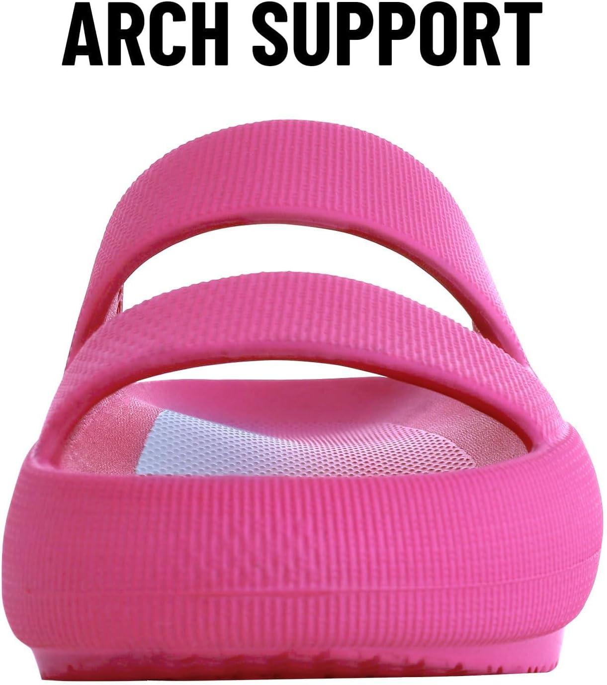 imageshevalues Orthopedic Slide Sandals for Women with Arch Support Pillow Soft Recovery Slip on Sandals Lightweight Summer Cloud Slippers for Plantar FasciitisUpdate Electric Pink