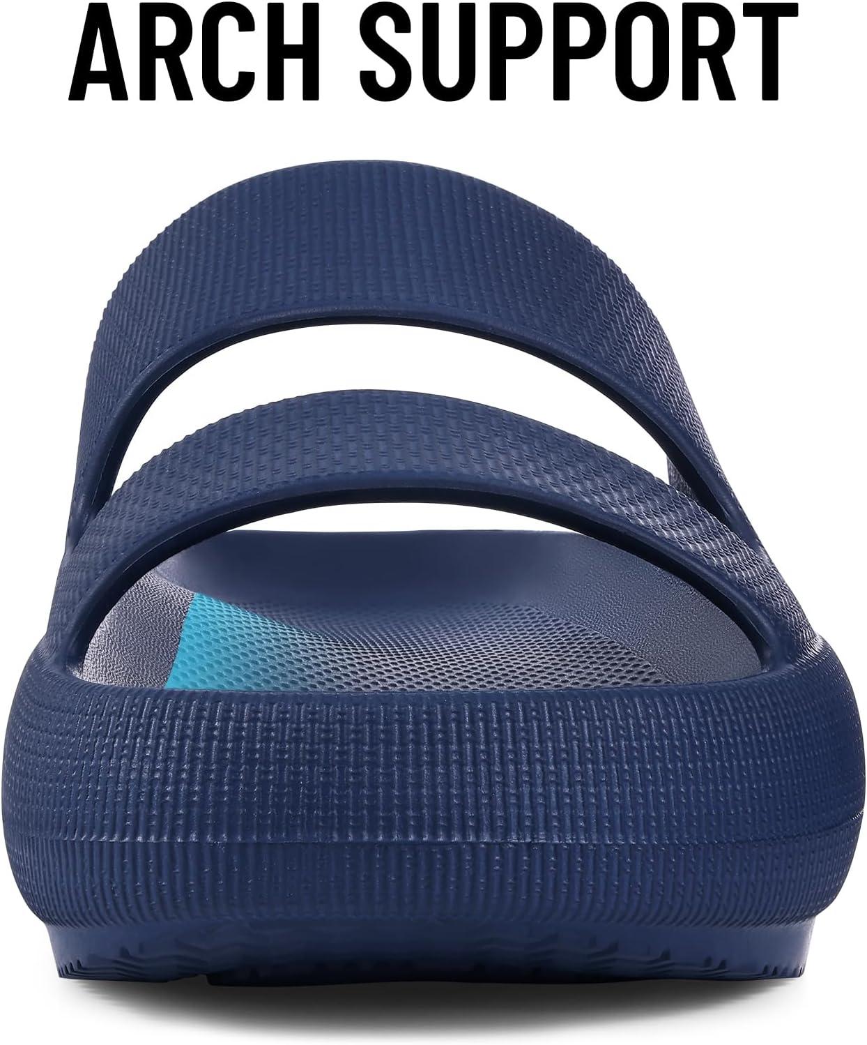 imageshevalues Orthopedic Slide Sandals for Women with Arch Support Pillow Soft Recovery Slip on Sandals Lightweight Summer Cloud Slippers for Plantar FasciitisDark Blue