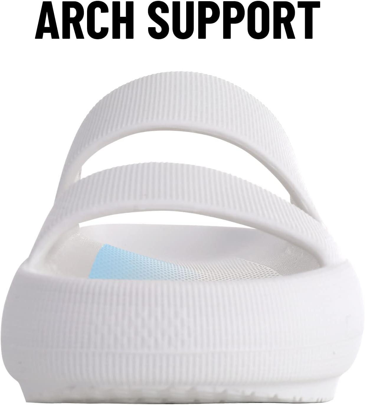 imageshevalues Orthopedic Slide Sandals for Women with Arch Support Pillow Soft Recovery Slip on Sandals Lightweight Summer Cloud Slippers for Plantar FasciitisUpdate White